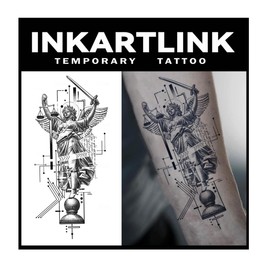 INKARTLINK Tattoo Tech, 2 Sheets Large Semi Permanent Tattoo, Adult Art Design Temporary Tattoos, Lasts 1-2 Weeks, Waterproof, Realistic Look, No Adhesive, No Reflection (religion）320