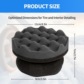 Amzlysdok Tire Shine Applicator Pad,Wave Pattern Tire Dressing Applicator Sponge, Car Cleaning Supplies After Car Wash Tire Cleaner,Reusable Foam Pad for All Tire Types & Interior Cleaning