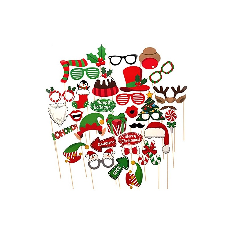 SAVITA 32 Pcs Christmas Photo Booth Props Kit Selfie Props