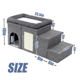 MABOZOO Window Perch, 3 Tiers 18''H Bedside Bed Stairs With Level Platform and Storage, Foldable Pet Stairs for Bed and Couch, Steps for Small, Medium, Large Dog, Cat or Pets