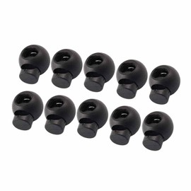 20 Pcs Spring Loaded Plastic Round Toggle Stopper Cord Locks End, Black, 1.8 x 1.5 x 1.5 cm