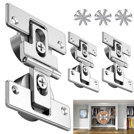 Mdkave 180-Degree Bifold Door Hinges,Bifold Cabinet Door Hinge,Double Cup Concealed Hinge for Cabinets,Closet and Furniture (Zinc Alloy 3 Pack)