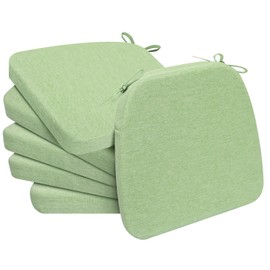 AAAAAcessories D-Shaped Chair Cushions, 2" Thick Dining Chair Pads with Ties and Removable, Machine-Washable Cover, 17" x 16", Set of 6, Pear Green