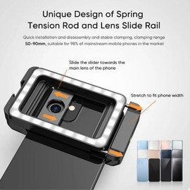 100mm Phone Macro Lens, Universal Clip 4K HD 10X Macro Photography Lens Portable Macro Lens with LED Fill Light for Close Up Photography, Cell Phone Macro Lens Attachment