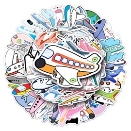 Pack of 50 Aeroplane Stickers Water Bottles Laptop Phone Guitar Skateboard Computer Suitcase Bicycle Airplane Vinyl Stickers Waterproof Aesthetic Stickers for Teenagers Children Adults