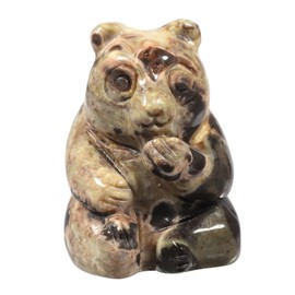KYEYGWO Crazy Lace Agate Hand Carved Crystal Bear Figure, Cute Stone Bear Statues, Mini Healing Stone Bear Palm Pocket Stones Talisman Fengshui Ornament Nidelich Animal Sculpture, 3 cm