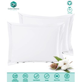 Cotton Metrics Heavy Quality European Square Pillow Shams Set of 2 White 600TC 100% Organic Cotton Euro Pillow Shams 26x26 Pillow Cover, Cushion Cover Euro Size (Euro 26x26, White)