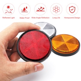 Pack of 12 Round Rear Reflectors 60 mm Cat Eyes Pendant Side Spotlight Pendant for Trailer Lighting Triangle Rear Reflectors Car Reflectors Motorcycle Reflective Tape Caravan with M5 Screws Nuts