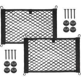 BetterJonny 2pcs Car Mesh Cargo Net, 25X45cm Cargo Nylon Net Double Layer Elastic Campervan Storage Net for Car Caravan Motorhome Boat