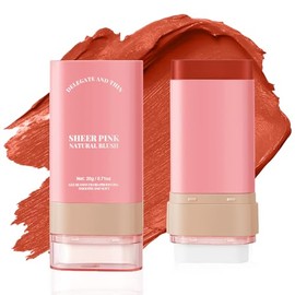 Rubor Multifuncional en Crema con Esponja Incorporada, 3 en 1 Blush en Barra, Sombra de Ojos y Labial, Textura Seda Duradera e Hidratante, Ideal para 