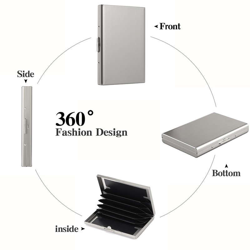 LOUEBICA Stainless Steel Credit Card Wallet RFID Blocking Metal Case