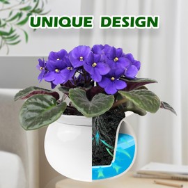 BUYMAX BUYMAX African Violet Pots, 6 inch Ceramic Easy Self Watering Plant Pot for Busy Plant Lovers, Automatically Absorb Appropriate Amount of Water, Flower Pot Indoor-Plants Not Included