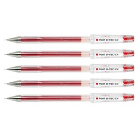 PILOT G-TEC-C4 Gel Ink Rollerball Pens Ultra Fine Tip 0.4 mm Line 0.2 mm Red Pack of 5aa