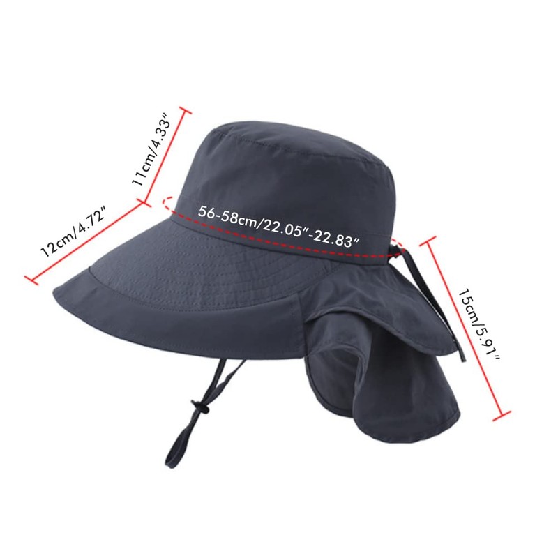 Women's wide-brimmed sun hat, sun hat with neck flap, UV