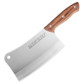 KOFERY Heavy-Duty 7-Inch Meat Cleaver Knife for Bones and Meat - High Carbon Stainless Steel Butcher Knife with Wooden Handle - Lightweight Full-Tang Chinese Cleaver for Powerful Cutting