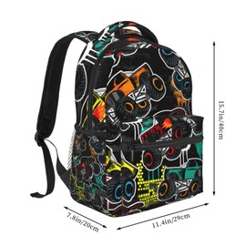 HKHEHOP Fun Monster Car Cool Truck Backpack For School Laptop Bags Bookbag Big Casual Daypack For Student Girls Boys Kids Teens Travel Sports Work