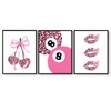 Pink Leopard Wall Posters,Cherry Lucky 8 Ball Coquette Posters Prints