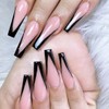 SINLOV 24 Pieces False Coffin Nails, Shiny Gradient Press on