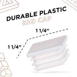 Prescott Plastics 1 1/4 Inch Square White Plastic Plug, Tubing Post End Cap, Chair Glide (4)