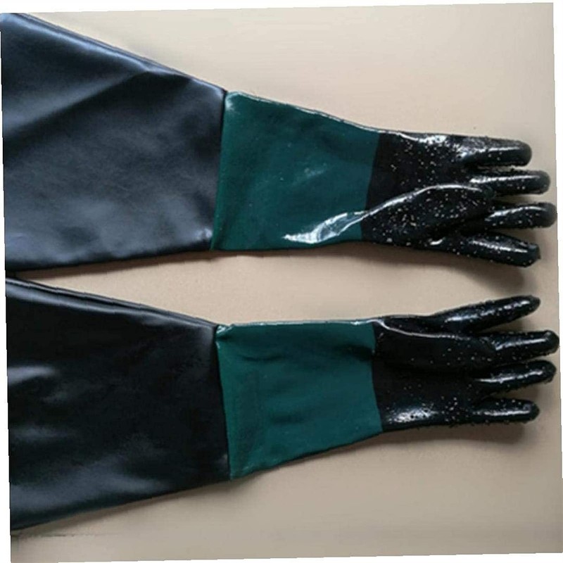Rubber Sandblasting Gloves Anti-Slipping 60cm PVC Special Gloves for Sandblasting