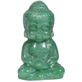 KYEYGWO Crystal Stone Baby Buddha Statue for Feng Shui Decor Natural Stone Portable Mini Buddha Figurine for Meditation Prayer Protection, Green Aventurine