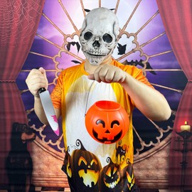 Kurmingary Scary Skull Mask with Moving Jaw, Creepy Latex Skeleton Head Mask with Movable Mouth for Cosplay Party Props - Grey