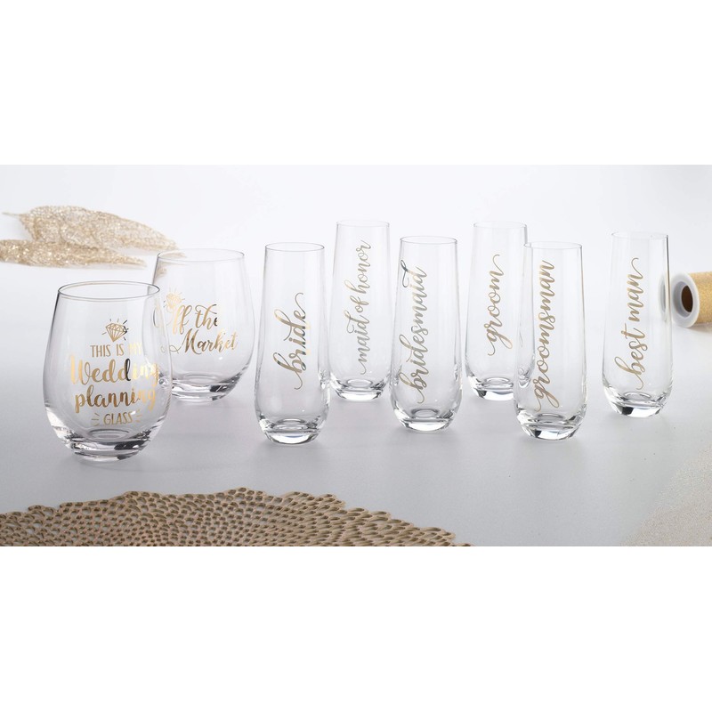 Lillian Rose Gold "Bride" Stemless Champagne Glass