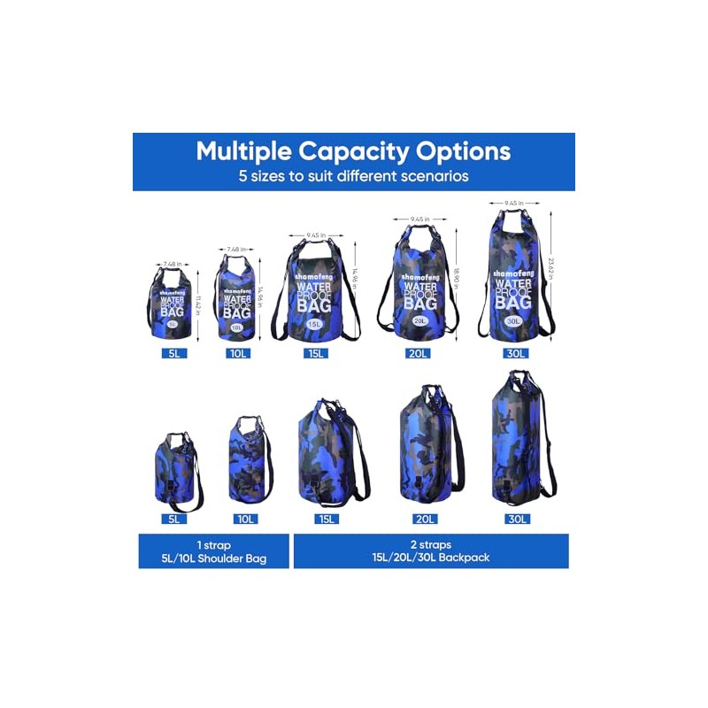 Bolsa seca impermeable de 5 l/10 l/15 l/20 l/30 l/mochila