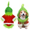 Christmas Dog Costume Furry Santa Outfit Red Green Hoodie Shirt