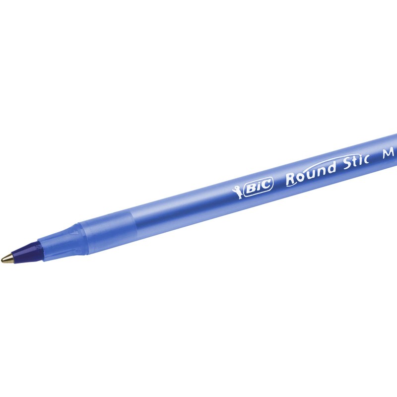 BIC Round Stic Ballpoint Pen, Blue, Bag of 8
