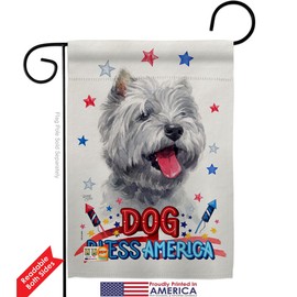 Breeze Decor Patriotic Westie Garden Flag Pack Dog Puppy Spoiled Paw Canine Fur Pet Nature Farm Animal Creature Vintage Applique House Banner Small Yard Gift Double-Sided, Made in USA