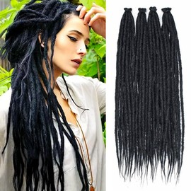 PORSMEER 24 Inch Dreadlock Extensions 20 Strands Single Ended Dreads Reggae Crochet Braiding Hair 0.6 cm Width Soft Synthetic Loc Extensions for Women