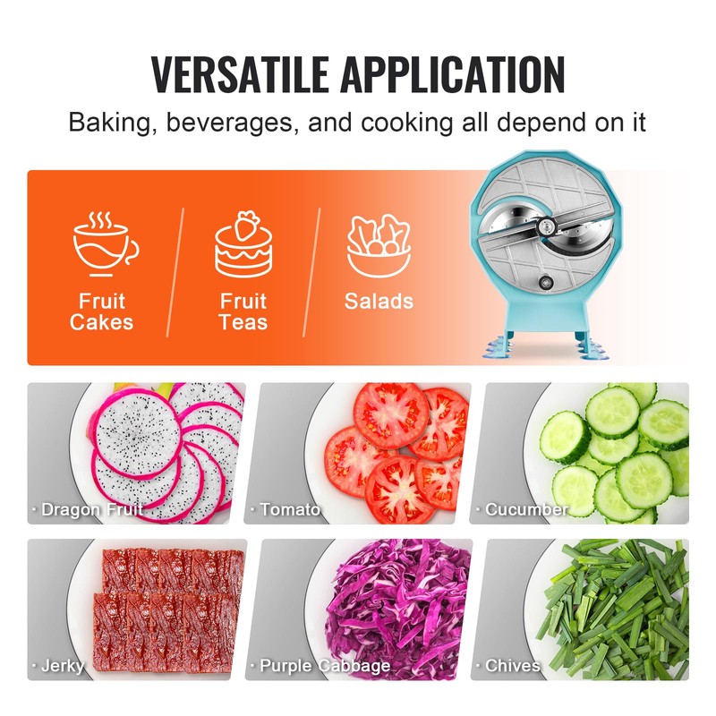 VEVOR Manual Vegetable Fruit Slicer, 0-0.5"/0-12mm Thickness Adjustable Commercial Slicer