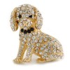 Clear Crystal Puppy Dog Brooch In Silver Tone - 35mm