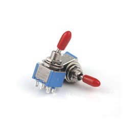Ytian 10Pcs DPDT Toggle Switches, 6-Pin 2 Position ON-ON, AC 250V/3A 120V/6A, Miniature Switches with Red Plastic Cap, Panel Mount, Screw Terminal, Silver Contact Resistance