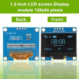 EPLZON 5 Pack 1.3 inch OLED IIC Display Module 128x64 Pixel Mini Self-Luminous Display Screen Board for Arduino Projects Raspberry Pi with Wire(Blue)