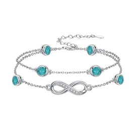 Dorunmo Infinity Anklet Turquoise Anklet 925 Sterling Silver Birthday Turquoise Jewelry for Women for Wife Mom
