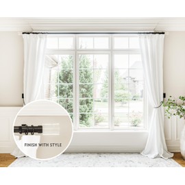 BLASTHOME™ Luxury Faceted Pillar Finials – Fits Only Signature Collection Curtain Rods (Rod Not Included) – Premium Quality, Heavy Metal – Set of Two – Crystal Clear/Tuxedo Black Finish