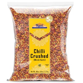 Rani Crushed Chilli (Pizza Type Cut) Indian Spice 80oz (5lbs) 2.27kg Bulk ~ All Natural, No Color added, Gluten Friendly | Vegan | NON-GMO | Kosher | No Salt or fillers