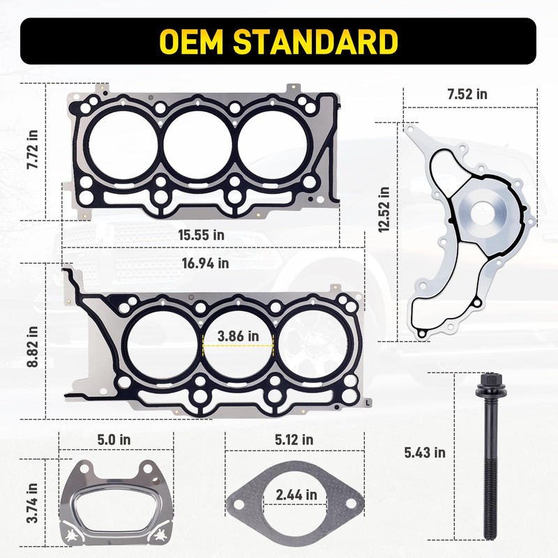 YEHERIT 3.6 Head Gasket Set with Bolts Compatible with Jeep