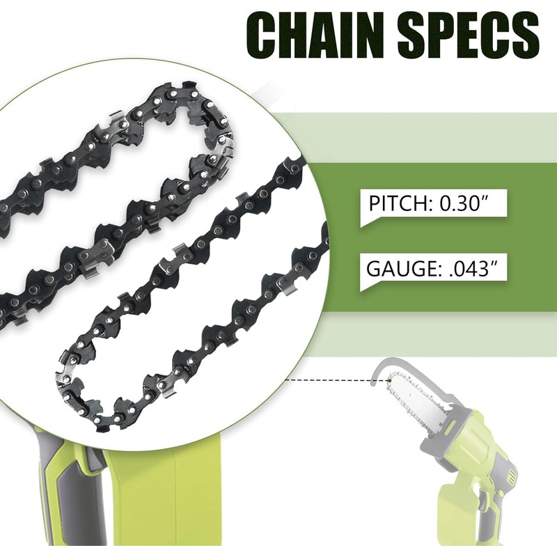5 Inch Chainsaw Chain for Sun Joe 24V-HCS-LTE Handheld Chainsaw,2PC