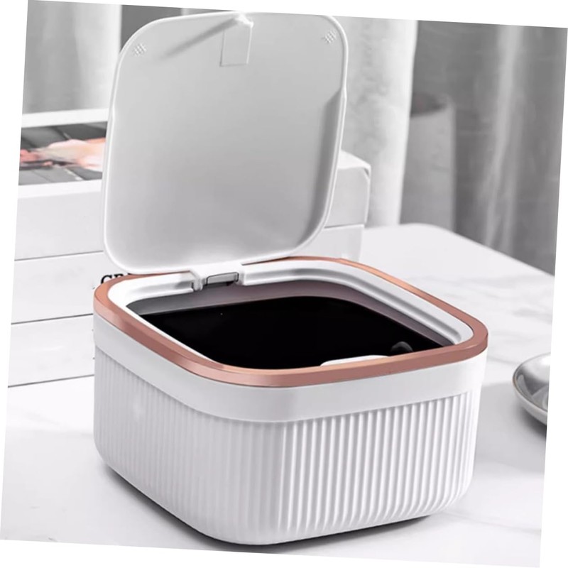 LABRIMP Desktop Trash Can with Pressing Lid Compact Office Waste