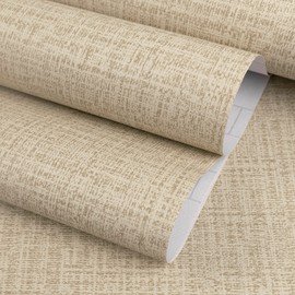 TANONE 23.6" W X118 L Linen Wallpaper Update Vinyl Self-Adhesive Peel and Stick DIY Wallpaper Faux Grasscloth Solid Color Wall Paper Decorate Furniture Bedroom