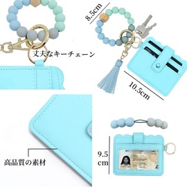 CICINIO Pass Case, Commuter Pass Case, Card Case, With Key Holder, Strap, Women's, IC Card Case, Double-Sided, Stores 3 Cards, For Work or School Commutes (Blue)