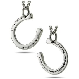 Shields of Strength Women's Stainless Steel Horseshoe Necklace-1 Corinthians 16:13 - 20 Inch Chain