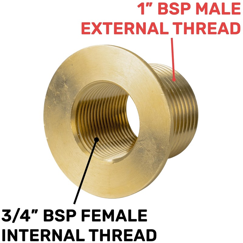 Solid brass water butt/rain barrel/tank threaded outlet adaptor/connector with 2