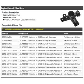 Engine Coolant Filler Neck - Compatible with 2012-2017 Kia Rio 1.6L 4-Cylinder