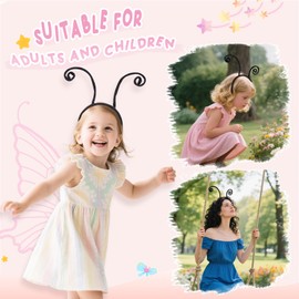 Diadema de antena de mariposa, bonito accesorio de disfraz de mariposa para niños y adultos, perfecto para Halloween, disfraces, cosplay y fiestas temáticas, color negro