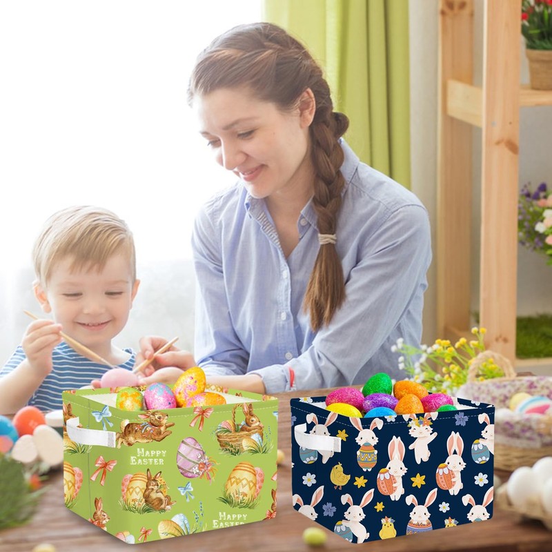 FXOLCSHE Rectangular easter Basket, Waterproof collapsible laundry basket For office,