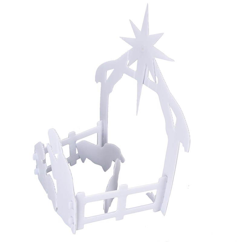 44x27x5cm Christmas Jesus Scene White PP Hollow Board Outdoor Nativity